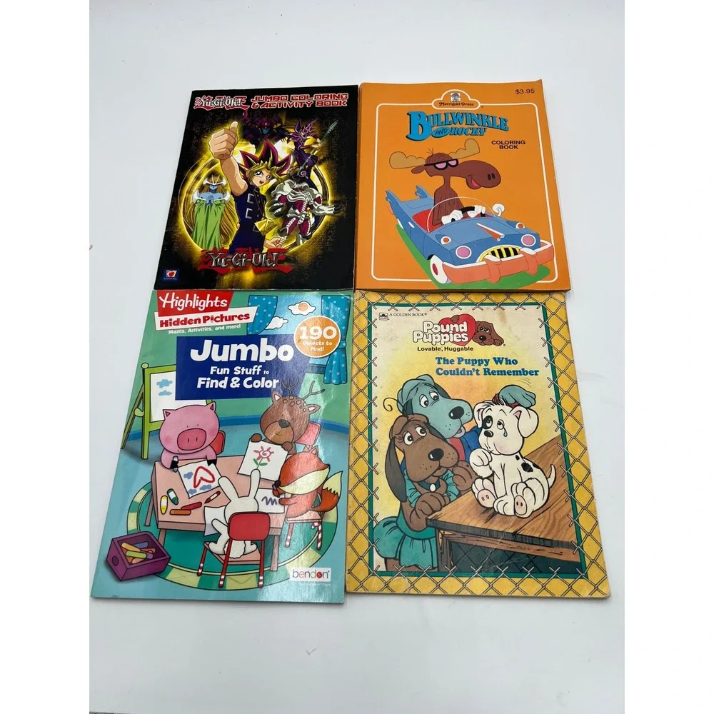 Vintage Activity Book Lot Yu-Gi-Oh Bullwinkle Pound Puppies Highlights‎